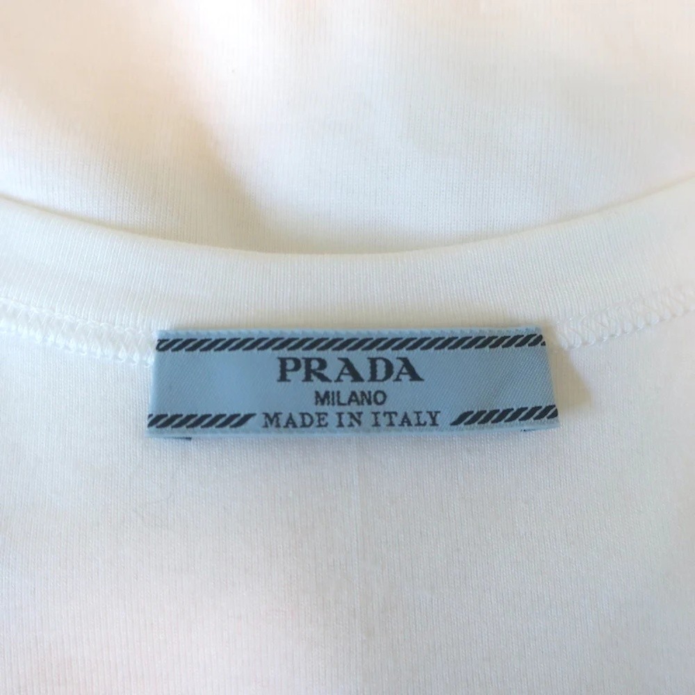 Prada Triangle Logo Tank Top White Cotton Jersey Size 40 New - Picture 6 of 8